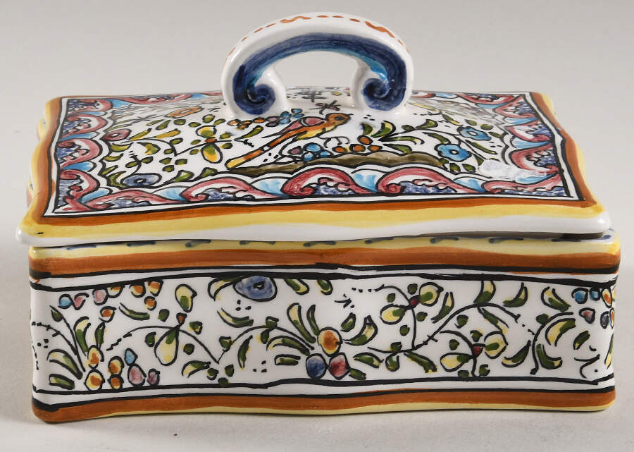 C461 5" Rectangular Box W/Lid by Ceramicas de Coimbra-1