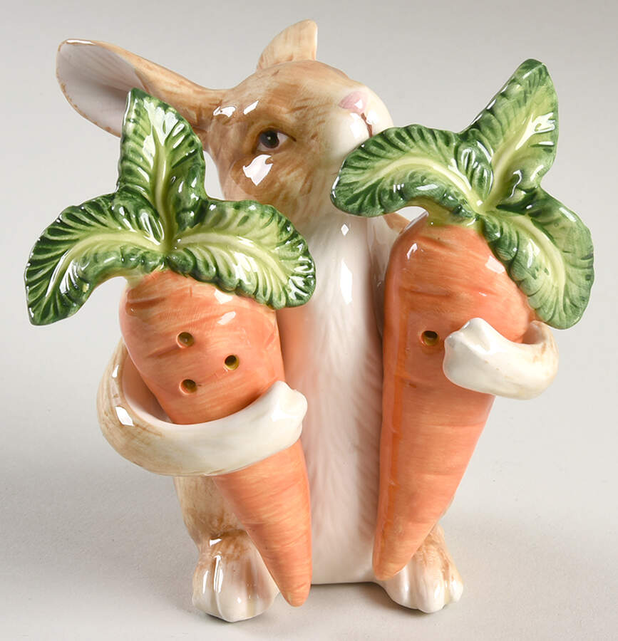 Easter Traditions Figural Salt & Pepper Set W/Holder by Cracker Barrel-1