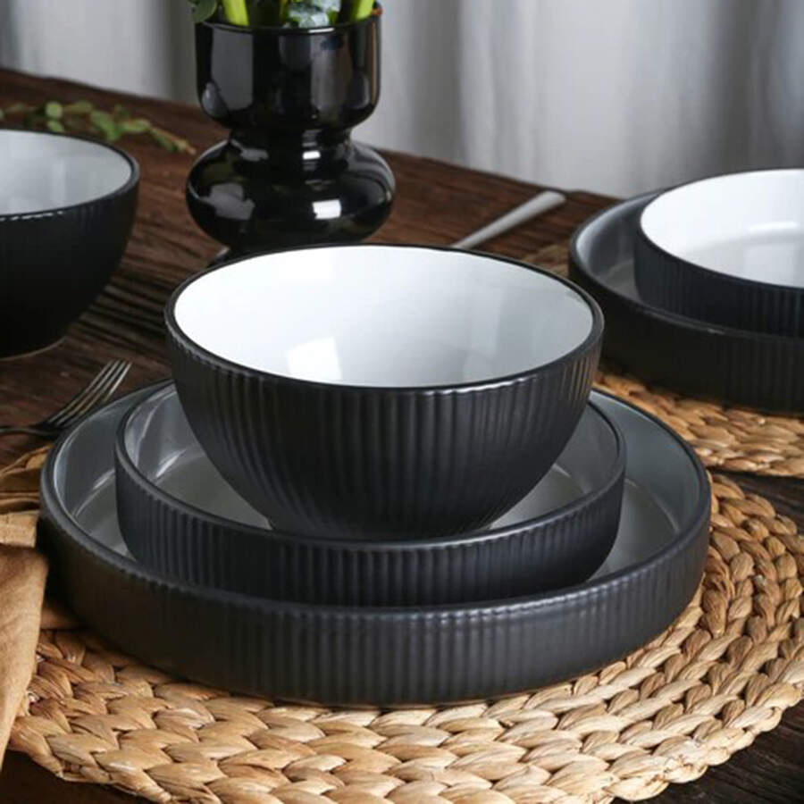 Larosso Black 6" Soup/Pasta Bowl by Christian Siriano New York-1