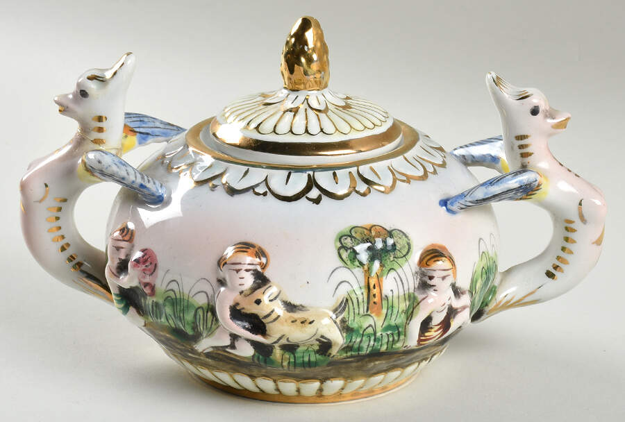 659 Sugar Bowl & Lid by Capo-di-Monte (Italy)-1