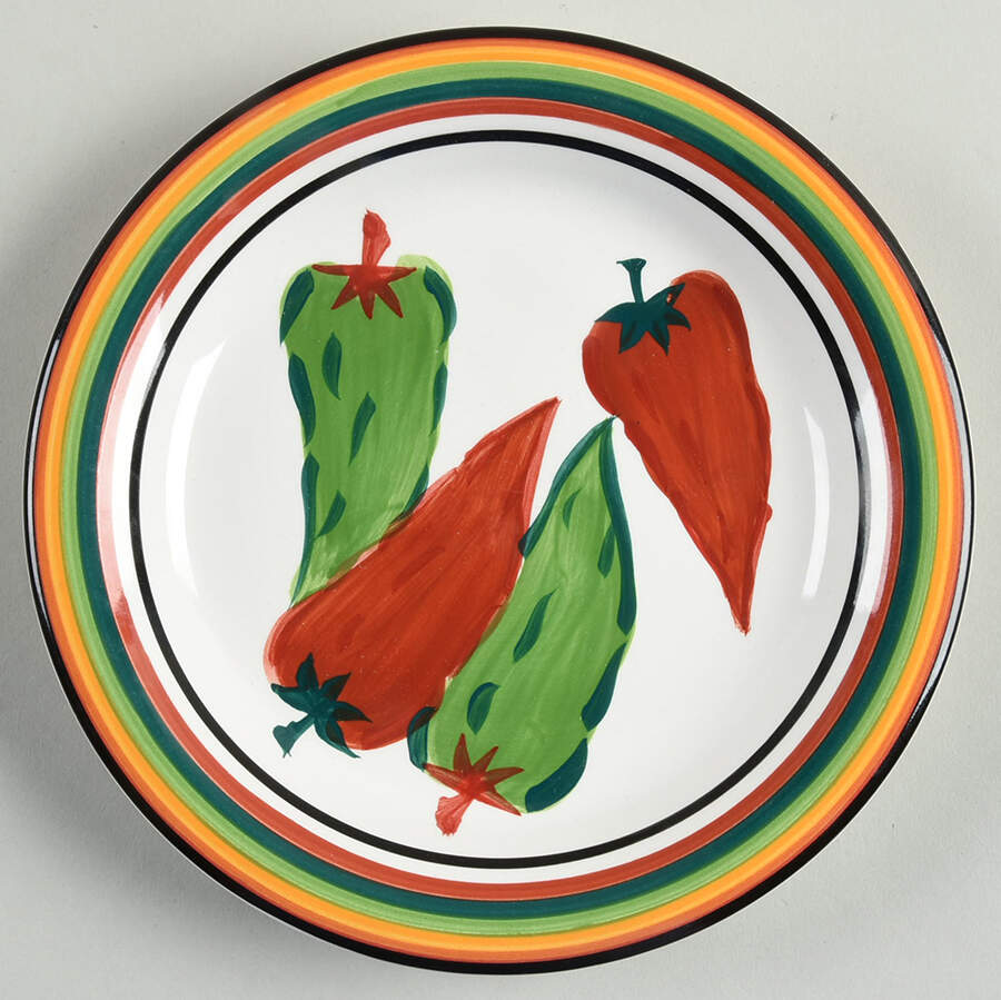 Hot Peppers Dessert/Pie Plate by Canterbury Potteries-1