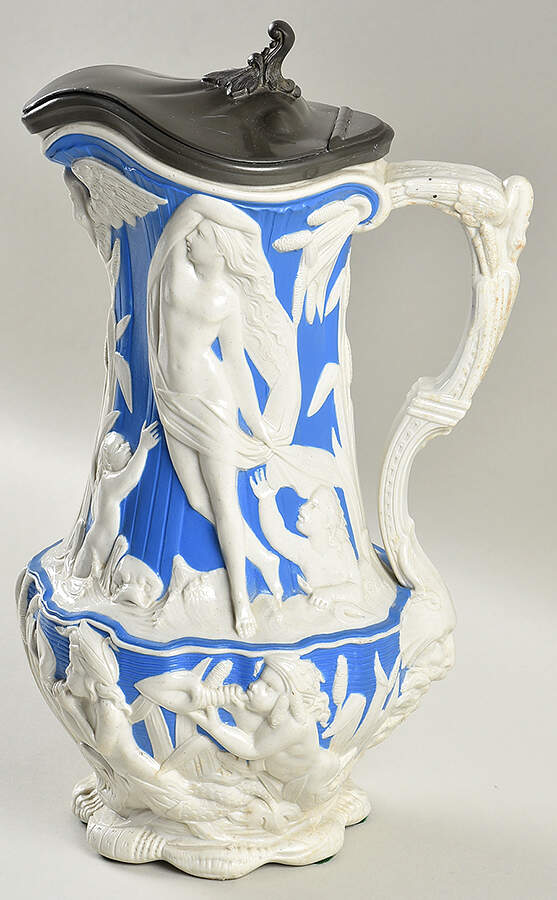 Amphitrite 40 Oz Jug & Metal Lid by Charles Meigh & Sons-1