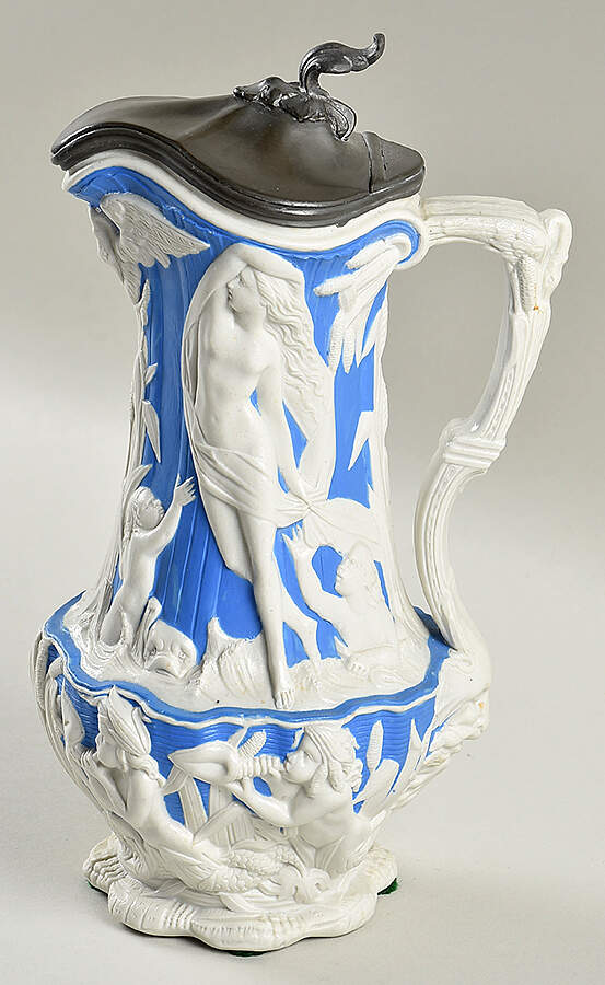 Amphitrite 16 Oz Jug & Metal Lid by Charles Meigh & Sons-1