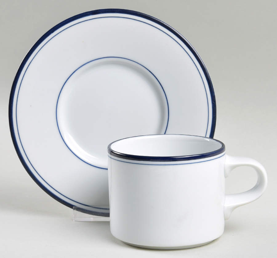 Allegro Blue (Portugal, Sri Lanka and Thailand) Flat Cup & Saucer Set by Dansk-1
