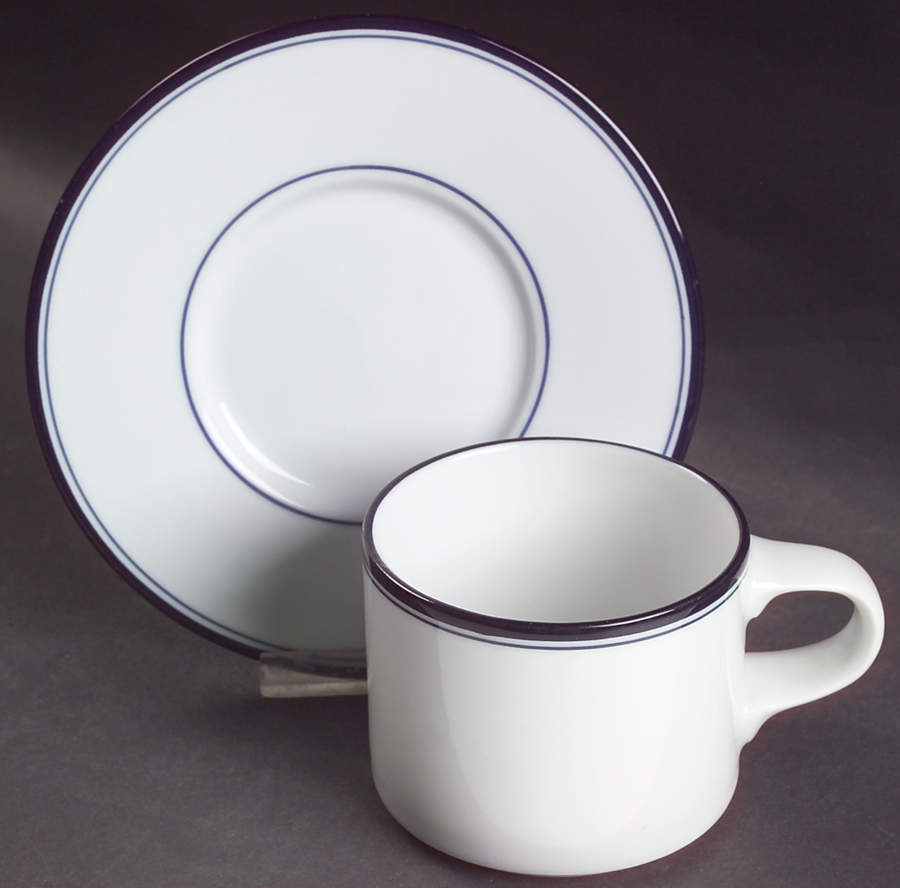 Allegro Blue (Portugal, Sri Lanka and Thailand) Flat Cup & Saucer Set by Dansk-1