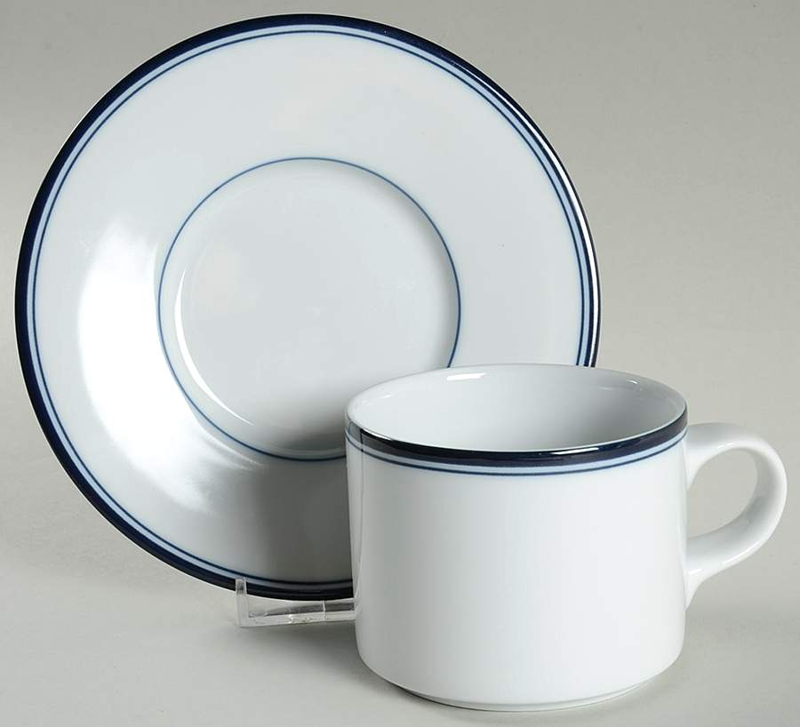 Allegro Blue (Portugal, Sri Lanka and Thailand) Flat Cup & Saucer Set by Dansk-1