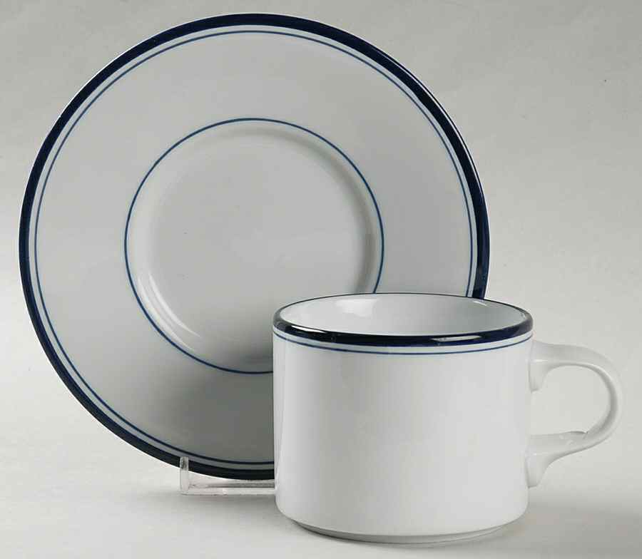 Allegro Blue (Portugal, Sri Lanka and Thailand) Flat Cup & Saucer Set by Dansk-1