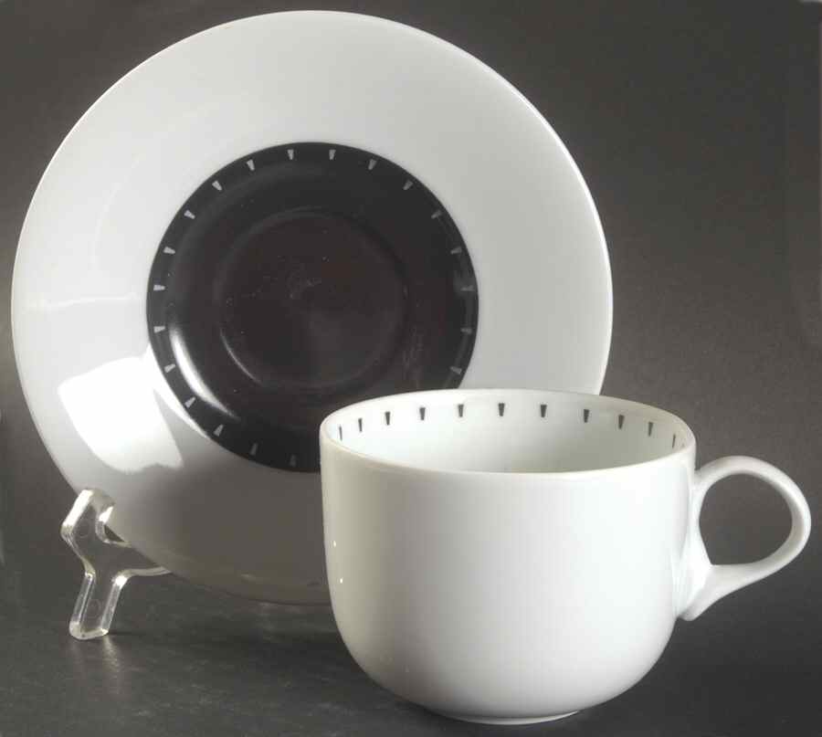 Ditto Black Flat Cup & Saucer Set by Dansk-1