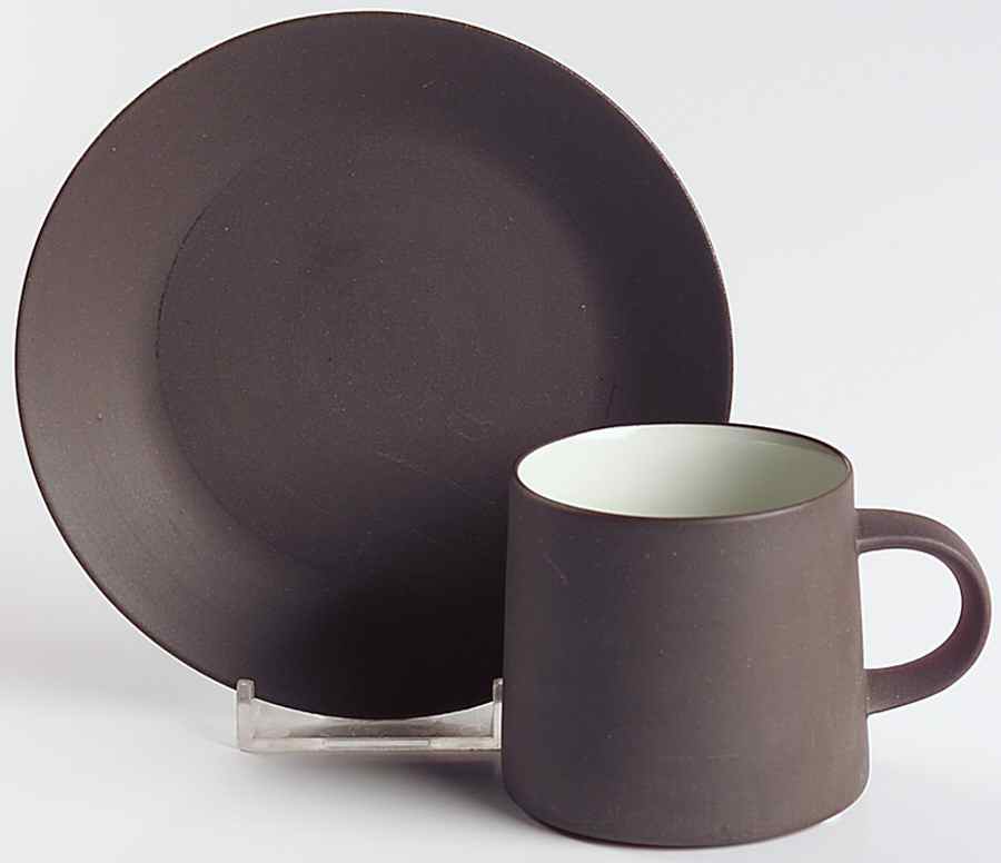 Flamestone Smooth Brown Flat Demitasse Cup & Saucer Set by Dansk-1