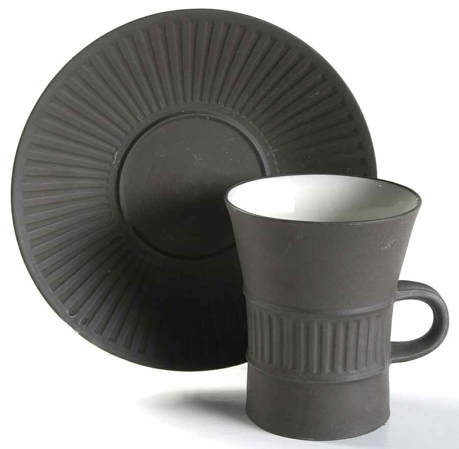 Flamestone Fluted Brown (Older) Flat Cup & Saucer Set by Dansk-1