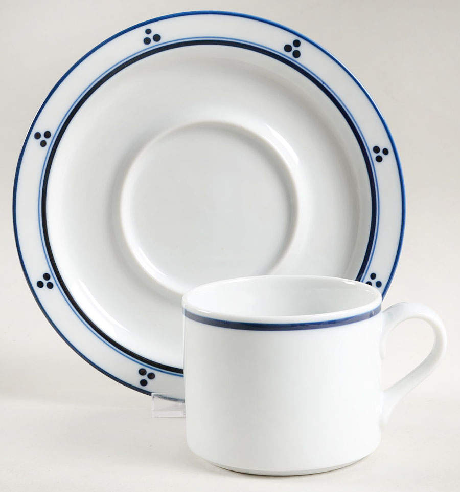 Fredriksborg Blue (Japan) Flat Cup & Saucer Set by Dansk-1