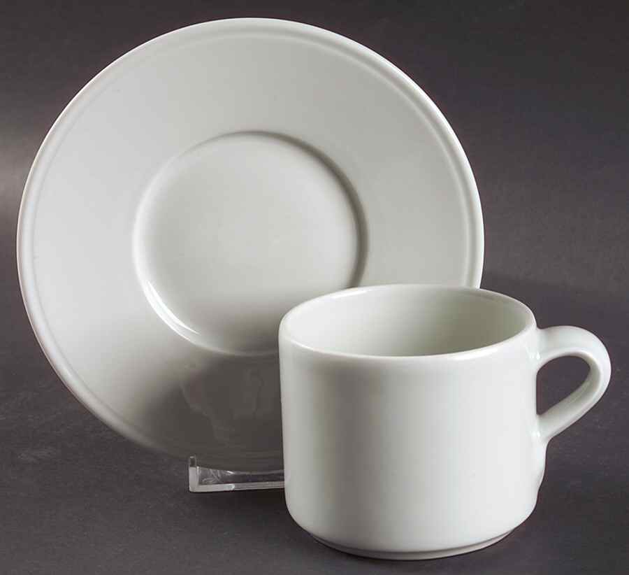 Statement White Flat Cup & Saucer Set by Dansk-1