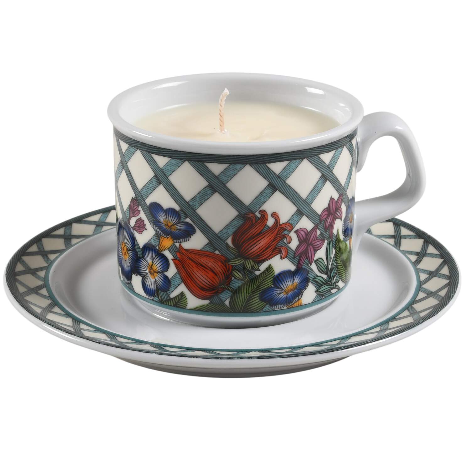 Nordic Garden-Lattice & Ribbon Scented Cup & Saucer Candle-Coffee  HC by Dansk-1