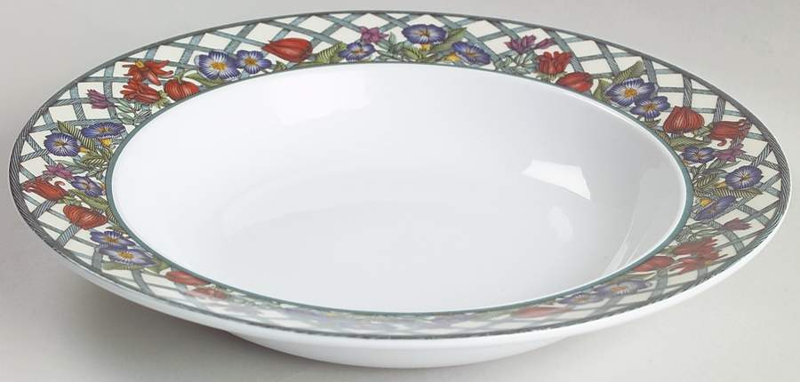 Nordic Garden-Lattice & Ribbon Rim Soup Bowl by Dansk-1