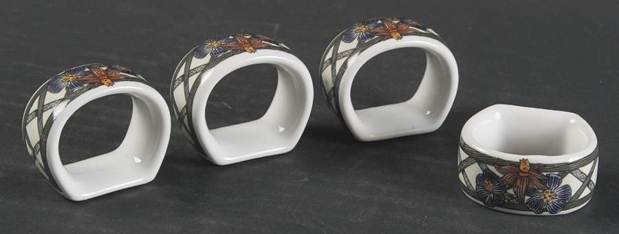 Nordic Garden-Lattice & Ribbon Napkin Ring - Set of 4 by Dansk-1