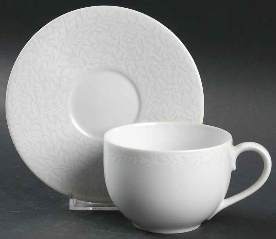 Trellis White Flat Cup & Saucer Set by Dansk-1
