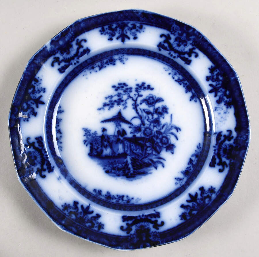 Amoy (Flow Blue) Luncheon Plate by Davenport-1