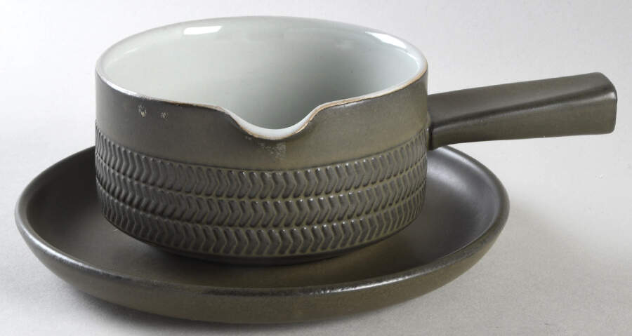 Camelot Dark Green (Older) Gravy Boat & Underplate by Denby-Langley-1