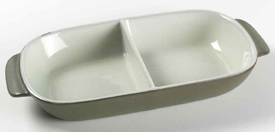 Camelot Dark Green (Older) Rectangular Divided Vegetable Bowl by Denby-Langley-1