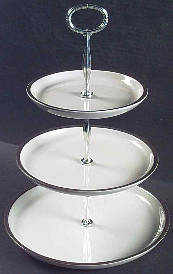 Camelot Dark Green (Older) 13 7/8"-14 1/4" 3-Tiered Serving Tray(DP,SP,BB) HC by Denby-Langley-1