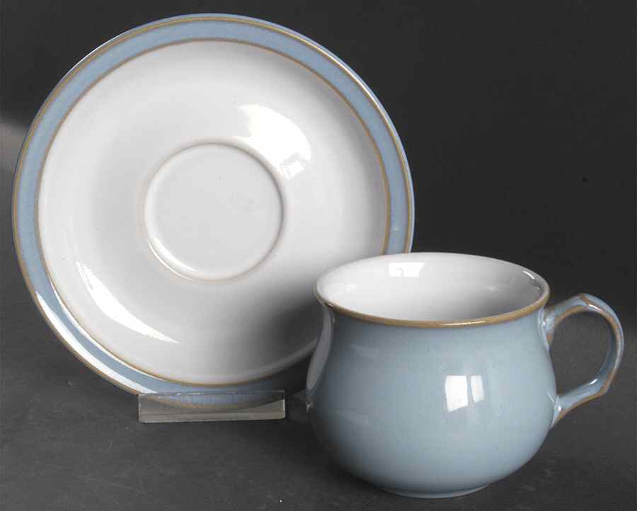 Colonial Blue Flat Cup & Saucer Set by Denby-Langley-1
