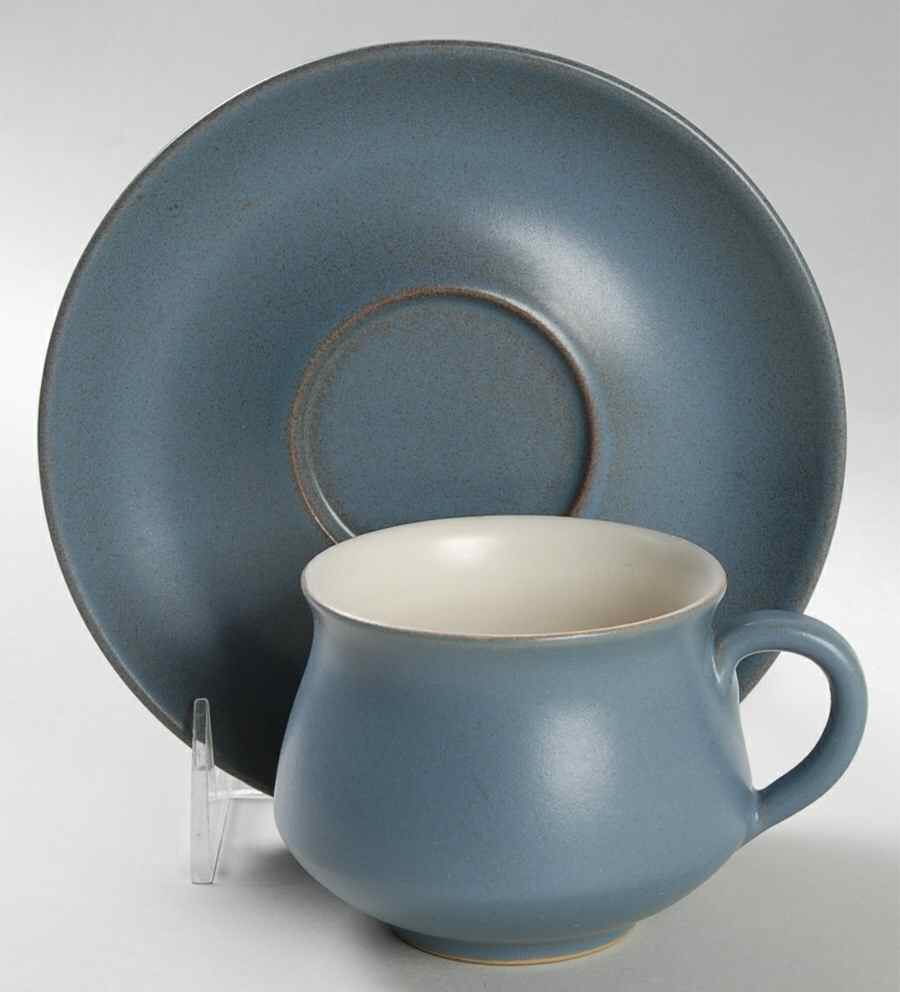 Echo Blue Flat Cup & Saucer Set by Denby-Langley-1