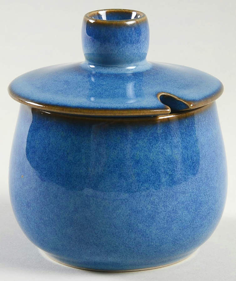 English Blue Sugar Bowl & Lid by Denby-Langley-1