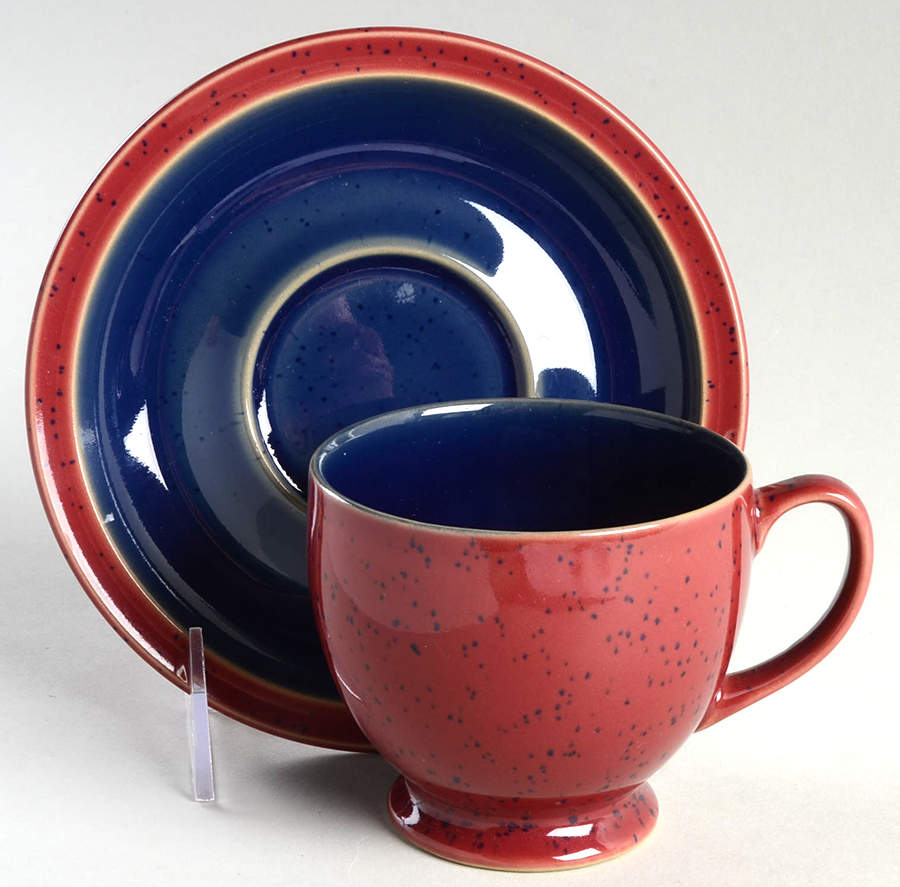 Harlequin Footed Cup & Saucer Set by Denby-Langley-1