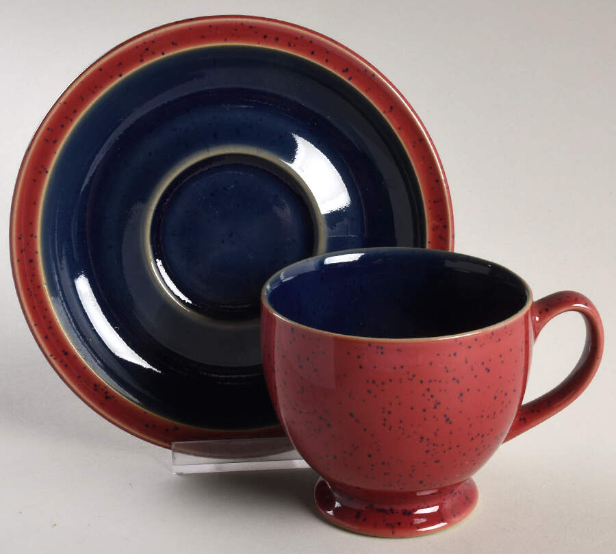 Harlequin Footed Cup & Saucer Set by Denby-Langley-1