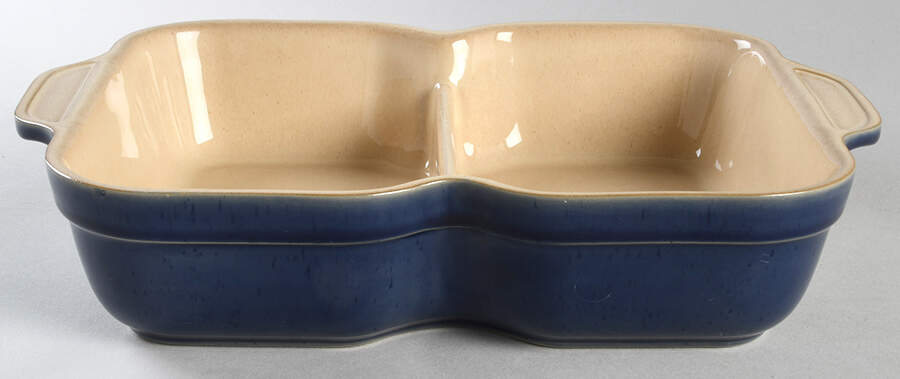 Imperial Blue Rectangular Divided Vegetable Bowl by Denby-Langley-1