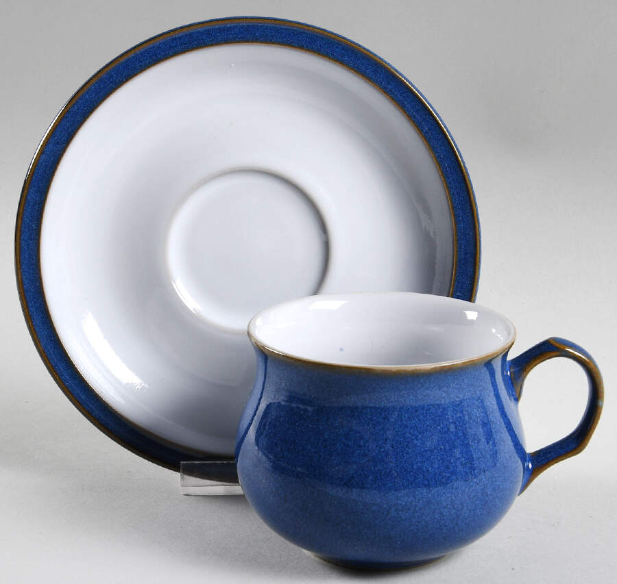 Imperial Blue Flat Cup & Saucer Set by Denby-Langley-1