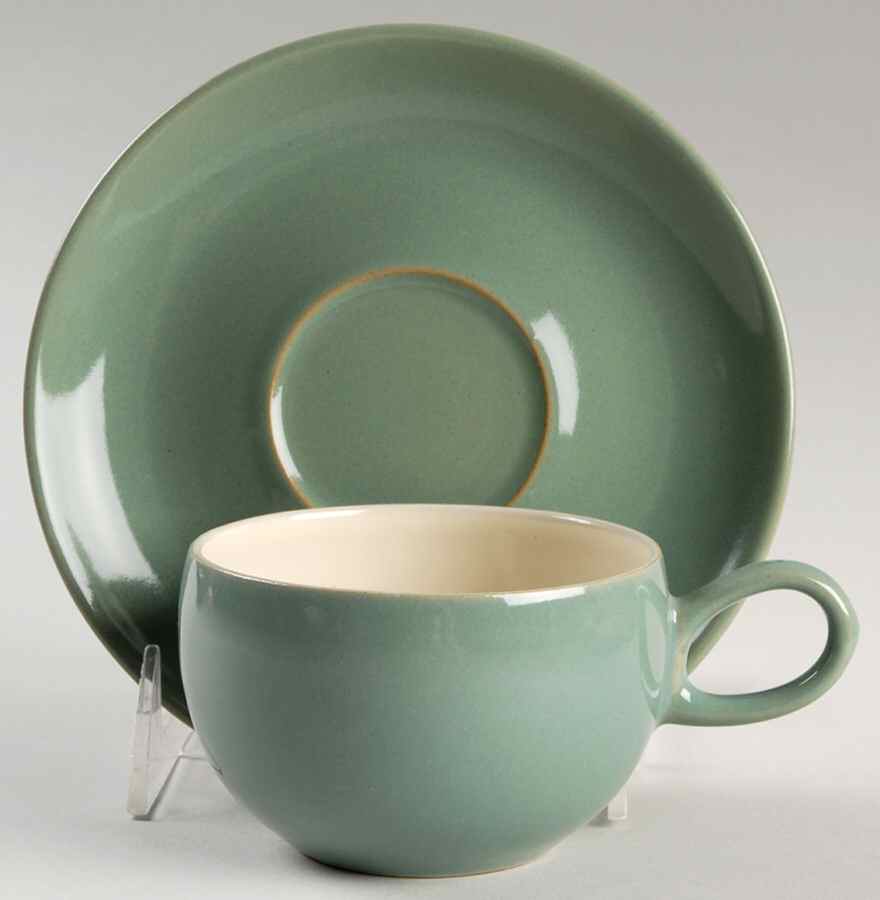 Manor Green Flat Cup & Saucer Set by Denby-Langley-1