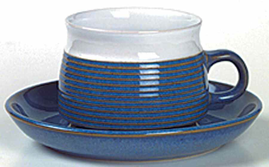 Moonstone Blue Flat Cup & Saucer Set by Denby-Langley-1