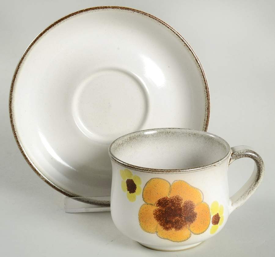 Potpourri Honey (Floral) Flat Cup & Saucer Set by Denby-Langley-1