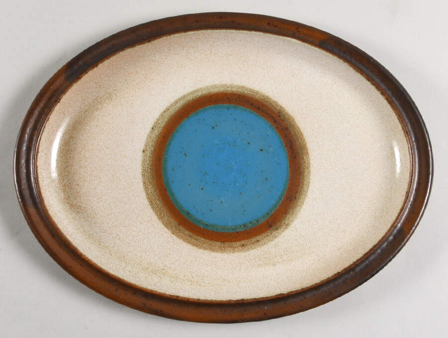 Potter's Wheel Blue 12" Oval Serving Platter by Denby-Langley-1