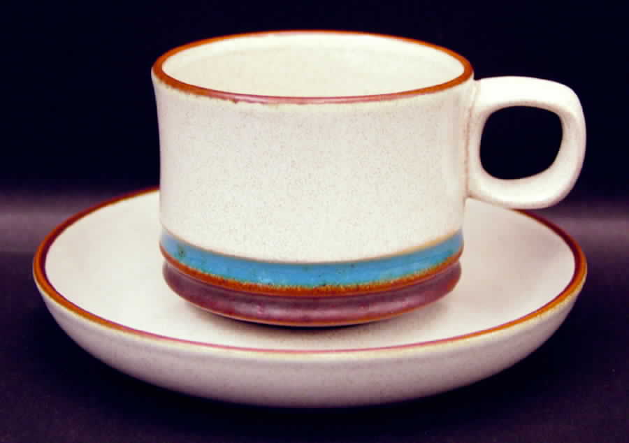 Potter's Wheel Blue Flat Cup & Saucer Set by Denby-Langley-1