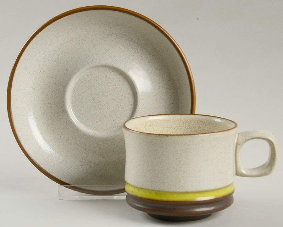 Potter's Wheel Gold Flat Cup & Saucer Set by Denby-Langley-1