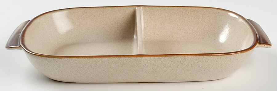 Potter's Wheel Rust Red Rectangular Divided Vegetable Bowl by Denby-Langley-1