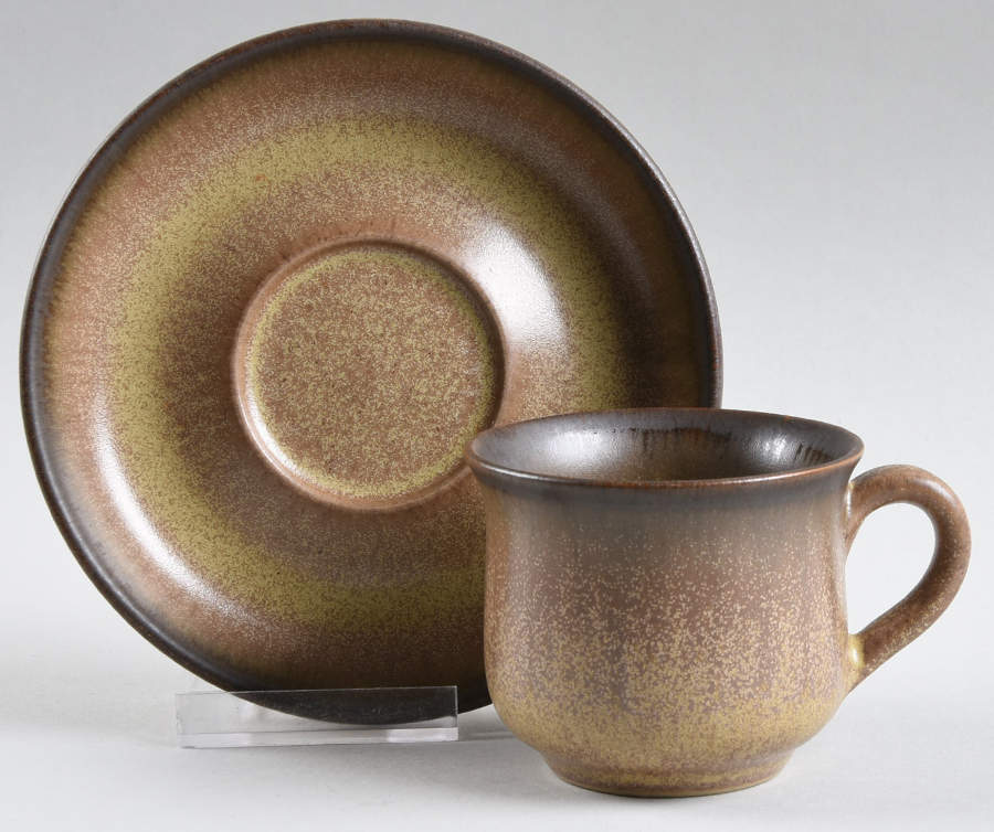 Romany Brown Flat Demitasse Cup & Saucer Set by Denby-Langley-1