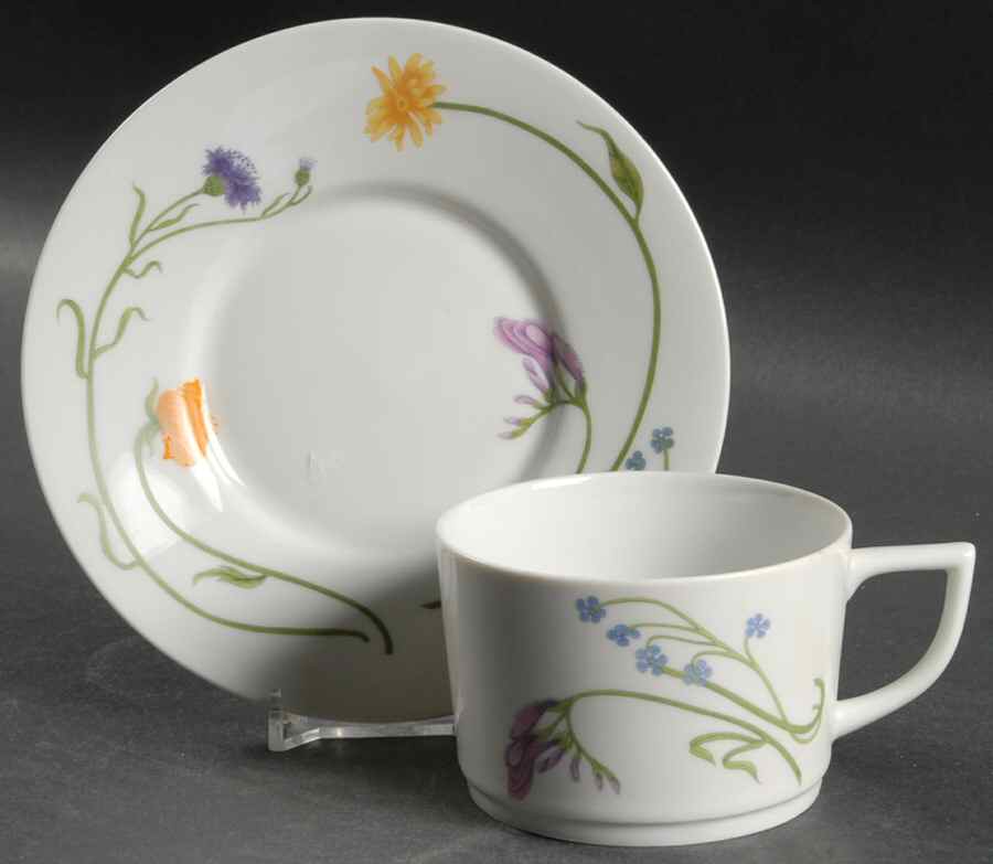Summer Song Flat Cup & Saucer Set by Denby-Langley-1