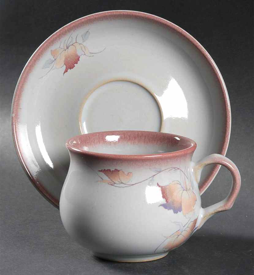 Twilight (Leaves) Flat Cup & Saucer Set by Denby-Langley-1