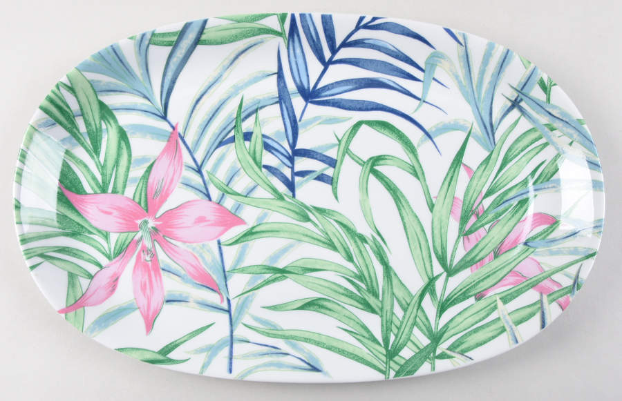 Hibiscus 15" Oval Serving Platter by Philippe Deshoulieres-1