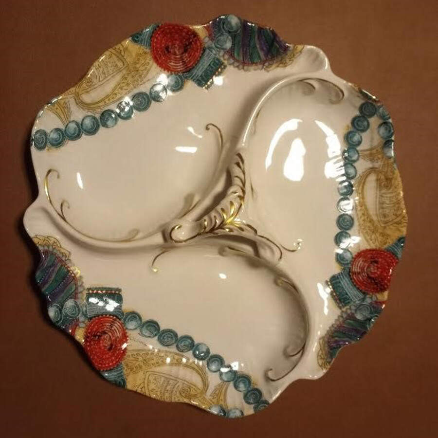 Oriental Pearls 3-Part Round Divided Server by Philippe Deshoulieres-1