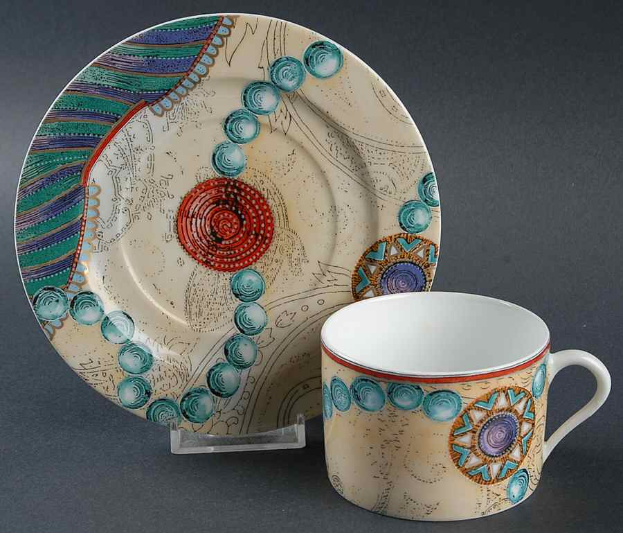 Oriental Pearls Flat Cup & Saucer Set by Philippe Deshoulieres-1