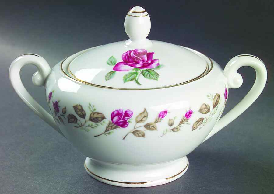 Moss Rose Sugar Bowl & Lid by Diamond (Japan)-1
