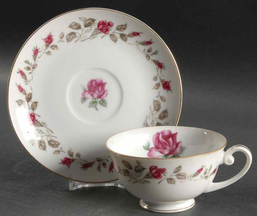 Moss Rose Footed Cup & Saucer Set by Diamond (Japan)-1