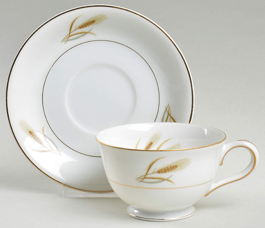Harvest Wheat Footed Cup & Saucer Set by Dorling (Japan)-1