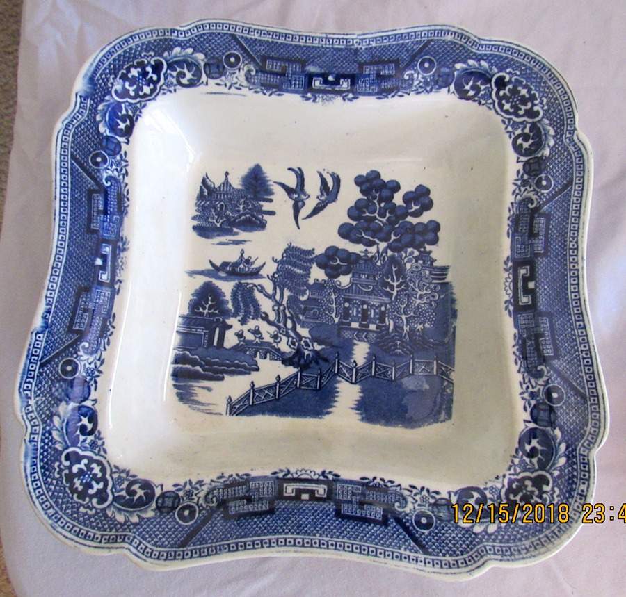 Willow Blue 9" Square Vegetable Bowl by Dudson, Wilcox & Till-1