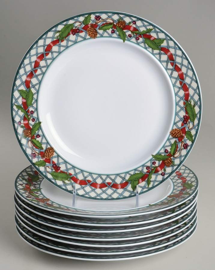 Nordic Holiday-Lattice, Ribbon&Berries Dinner Plate - Set of 8 by Dansk-1