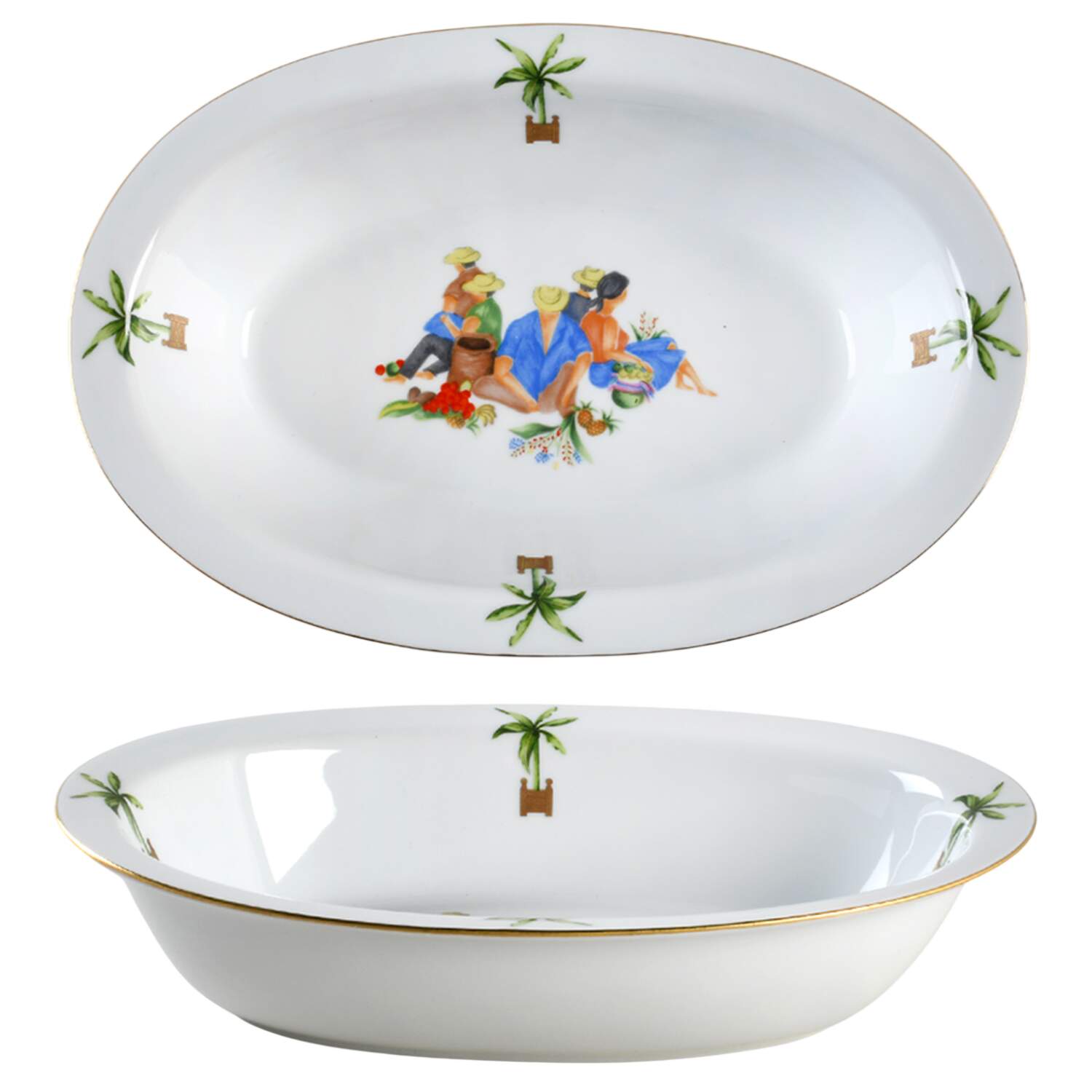 Caraibes Tropical Island 10" Oval Vegetable Bowl by Philippe Deshoulieres-1